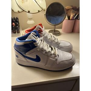 Nike Air Jordan 1 Mid SE 85 White MultiColor Chile Red Blue DH0200-100 Size 7Y‎